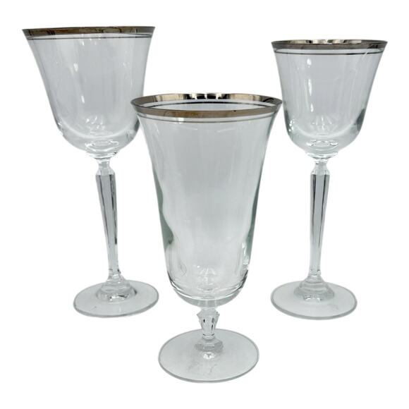 Mikasa Briarcliffe Crystal Stemware Silver Band Iced Tea Wine Glass Water Goblet - Picture 1 of 16